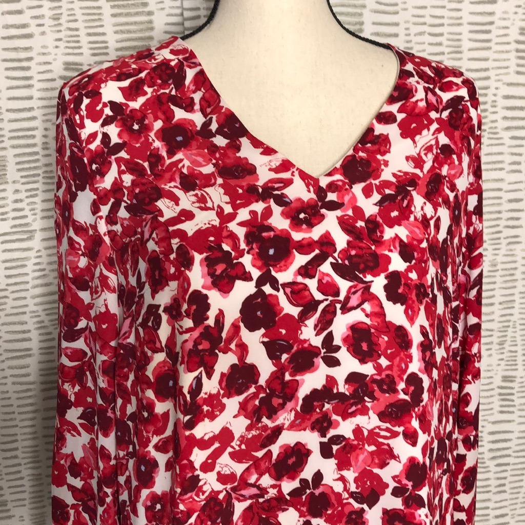 Who What Wear Red Floral Midi Dress